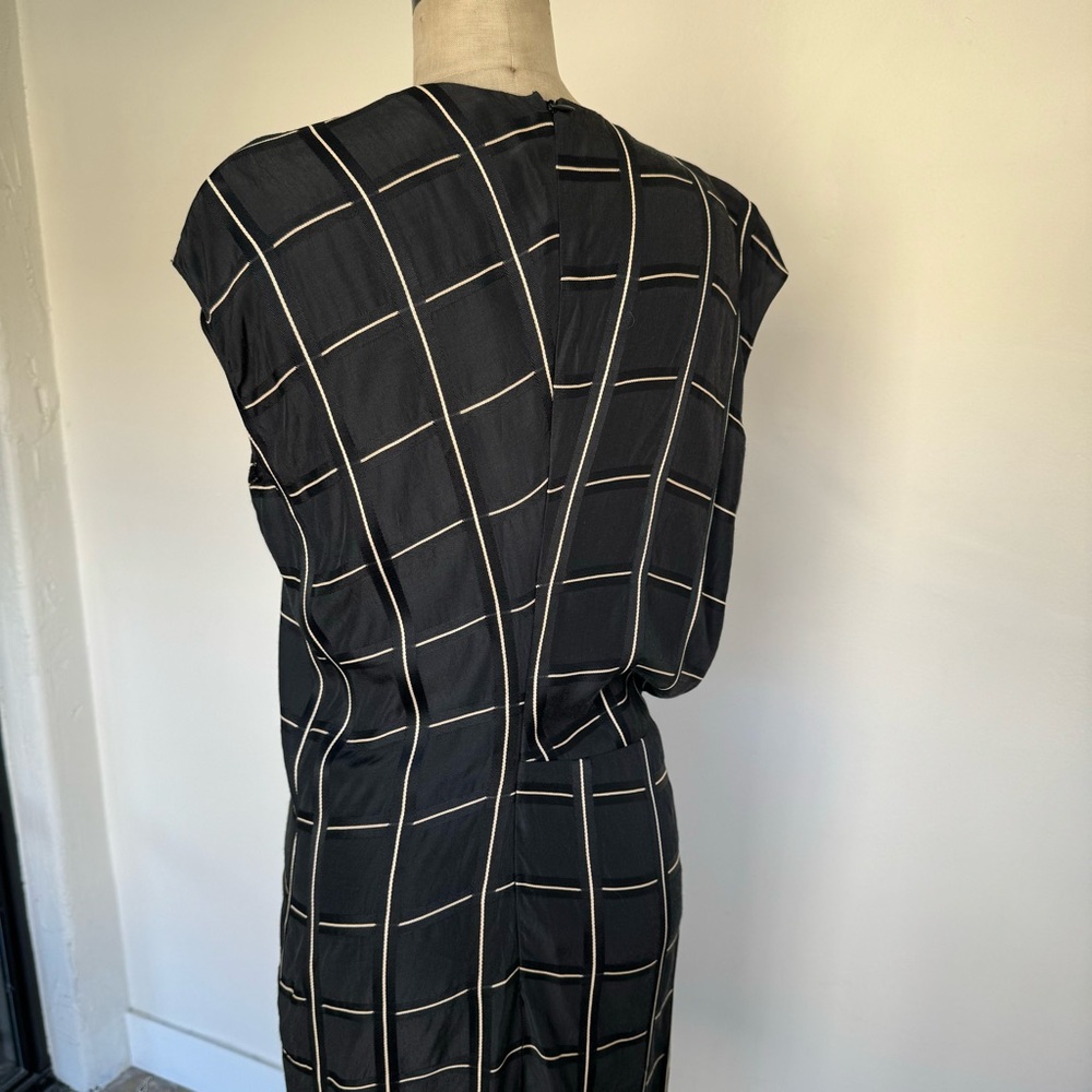 DESIGNER Lanvin Black Checked Knot Detail Dress - Picture 10 of 11